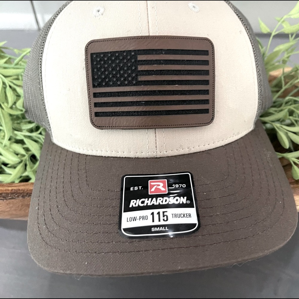 Hat with American Flag Leather Patch